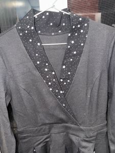 Black Plated Dress For Women