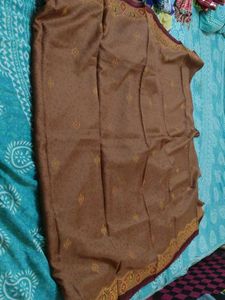 brown saree with blouse fix price 200