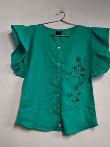 Cyan Casual Top