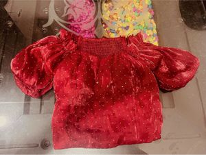 Red organza Off-Shoulder Top