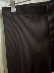 Brown Ribbed Flared Pants