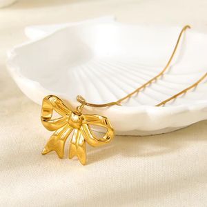 Gold Bow Pendant Necklace | Anti tarnish, water re