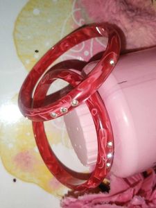 Red Rhinestone Bangle Set