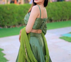 Olive Green Crop Top &amp; Skirt Set