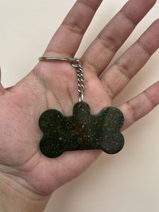 Green Glitter Bone Keychain
