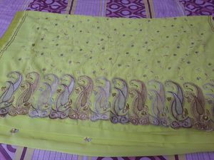 Lime Green Embroidered Saree