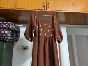 🆕 “Zudio” Coffee Embroidered Tiered Dress