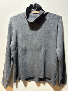 Gray Ruffle Neck Sweater