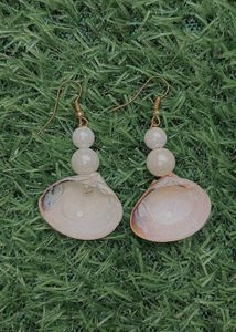 Seashell Pearl Statement Earrings
