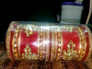 Red &amp; Gold Bridal Chura Set