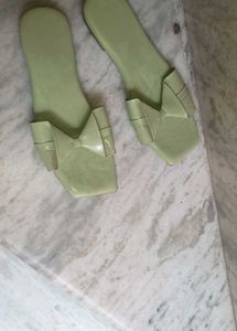 Green Woven Flat Sandals