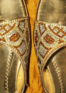 Embellished Golden Wedding Slipper For Women