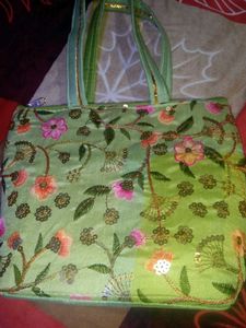 A Beautiful Handbag With Embroidery Design