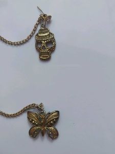 Skull &amp; Butterfly Chain Earring