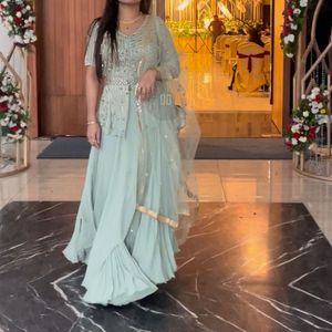 Elegant Sage Green Indian Dress