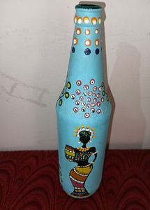 Hand Painted Glass Bottle For Showpiece.
