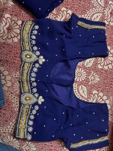Navy Blue - Pearl Work Saree