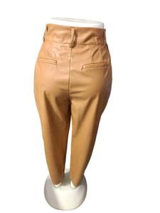 Stylish Tan Faux Leather Pants Size 30