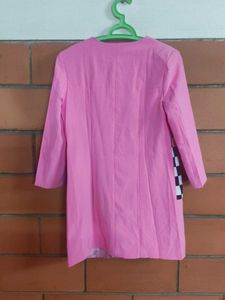 Pink Patchwork Pocket Coat