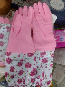 Floral Rubber Cleaning Gloves (1 Pair)
