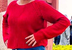 Red Full Hand Woolen Top