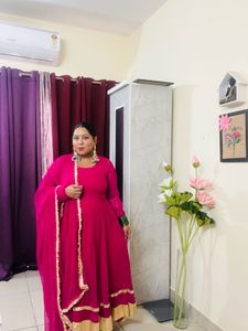 Hot Pink Anarkali With Gotta Patti