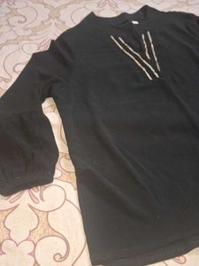 Black Blouse with Embellished Detail