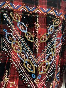 Embroidered Plaid Bohemian Blouse
