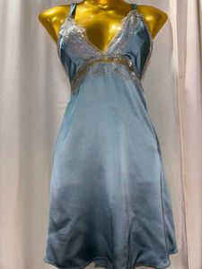 Silky Blue Lace Lingerie Dress