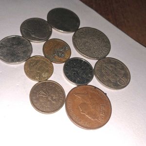 10 Vintage Foreign Coins