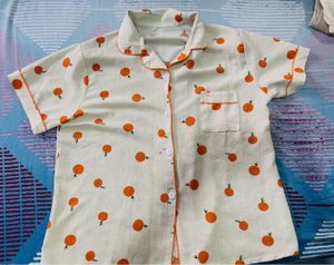 Cute Orange Print Pajama Set