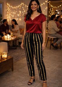 🖤 Black &amp; Gold Power Pants ✨ Day to Night Chic🔥