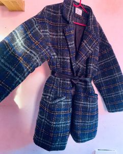 Plaid Wool Blend Coat