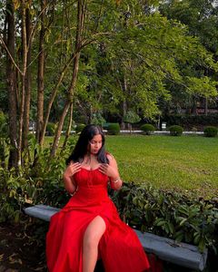 Red Cottage core Dress