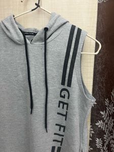 Gray Sleeveless Hoodie