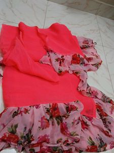 Ruffle Saree With Blouse