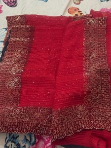 red saree look like good for out