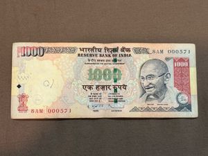 1000 Rs Signed By D Subbarao Low Serial 000571