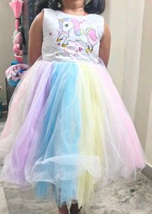 Kids Girl baby Unicorn Rainbow Party wear dress