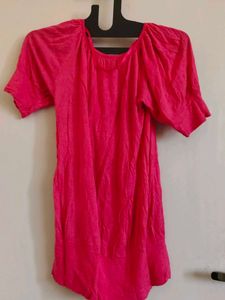 Hot Pink Short Sleeve Tunic Top