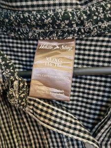 Black &amp; White Gingham Button-Down Cotton Shirt