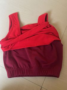 Tuckco Red Cropped Tank with in bulit bra