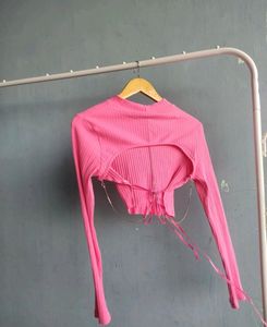 Backless Top With Rhinestones Details