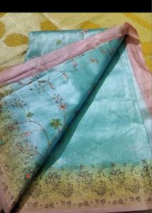 TISSUE ORGANZA Elegant Embroidered Saree
