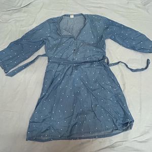 Polka Dot Denim Dress