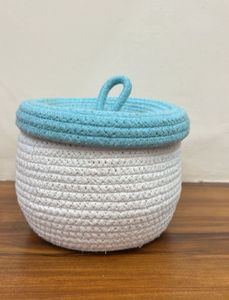 Cute Blue &amp; White Woven Basket