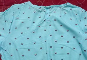 Sky Blue Coloured Clinched Waist Top