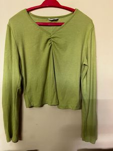 Lime Green Solid Ribbed Top