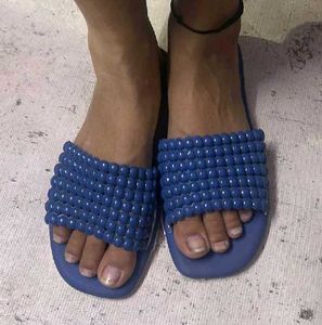 Blue Beaded Slides