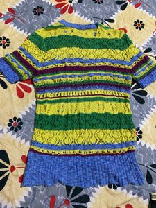 Zara Colorful Striped Knit Top